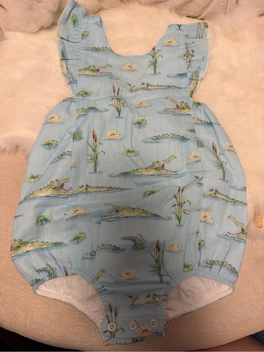 Light Blue Alligator Print Baby One-Piece Bodysuit